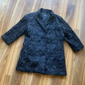 Eileen Fisher Jacket Textured Chenille Silk Black